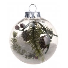 Χριστουγεννιάτικη Μπάλα Διάφανη, με Έλατο (8cm)